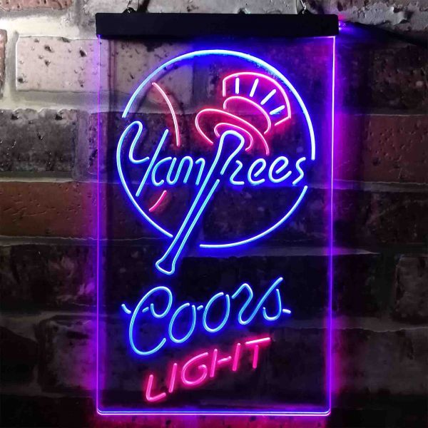 New York Yankees Coors Light Dual LED Neon Light Sign